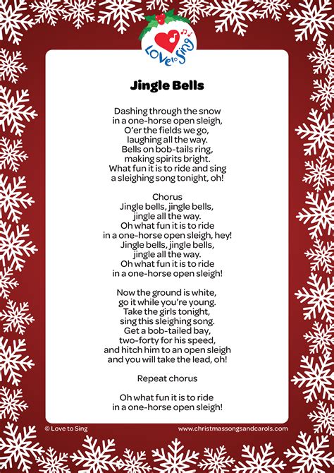 Lyrics To Jingle Bells Printable